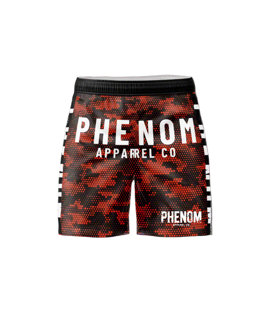 Phenom-red-camo-adult-youth-grappling-shorts-back