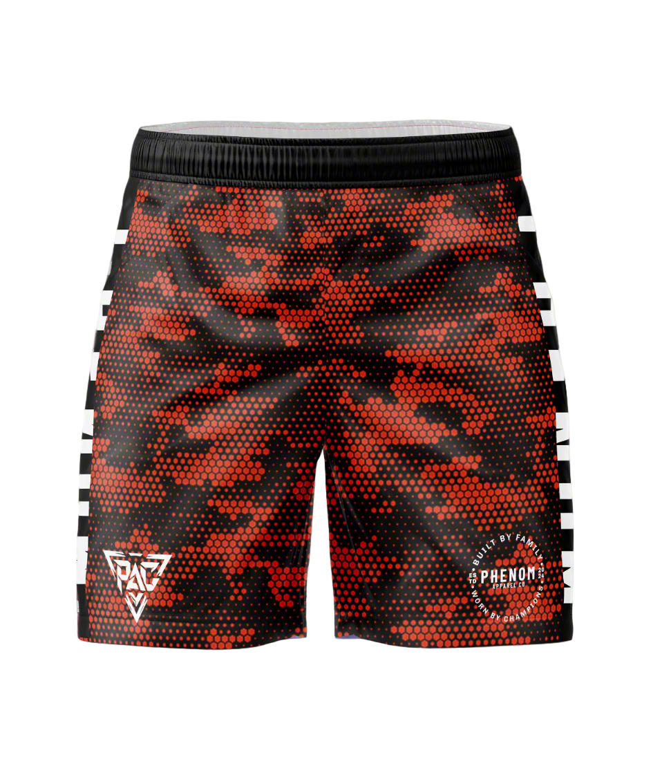 Phenom-red-camo-adult-youth-grappling-shorts-front