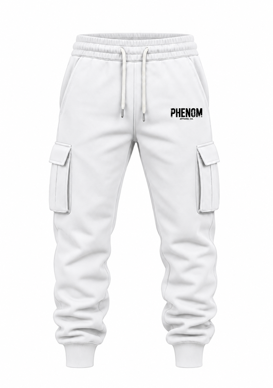 White_Cargo_Joggers_with_Phenom_Logo_front