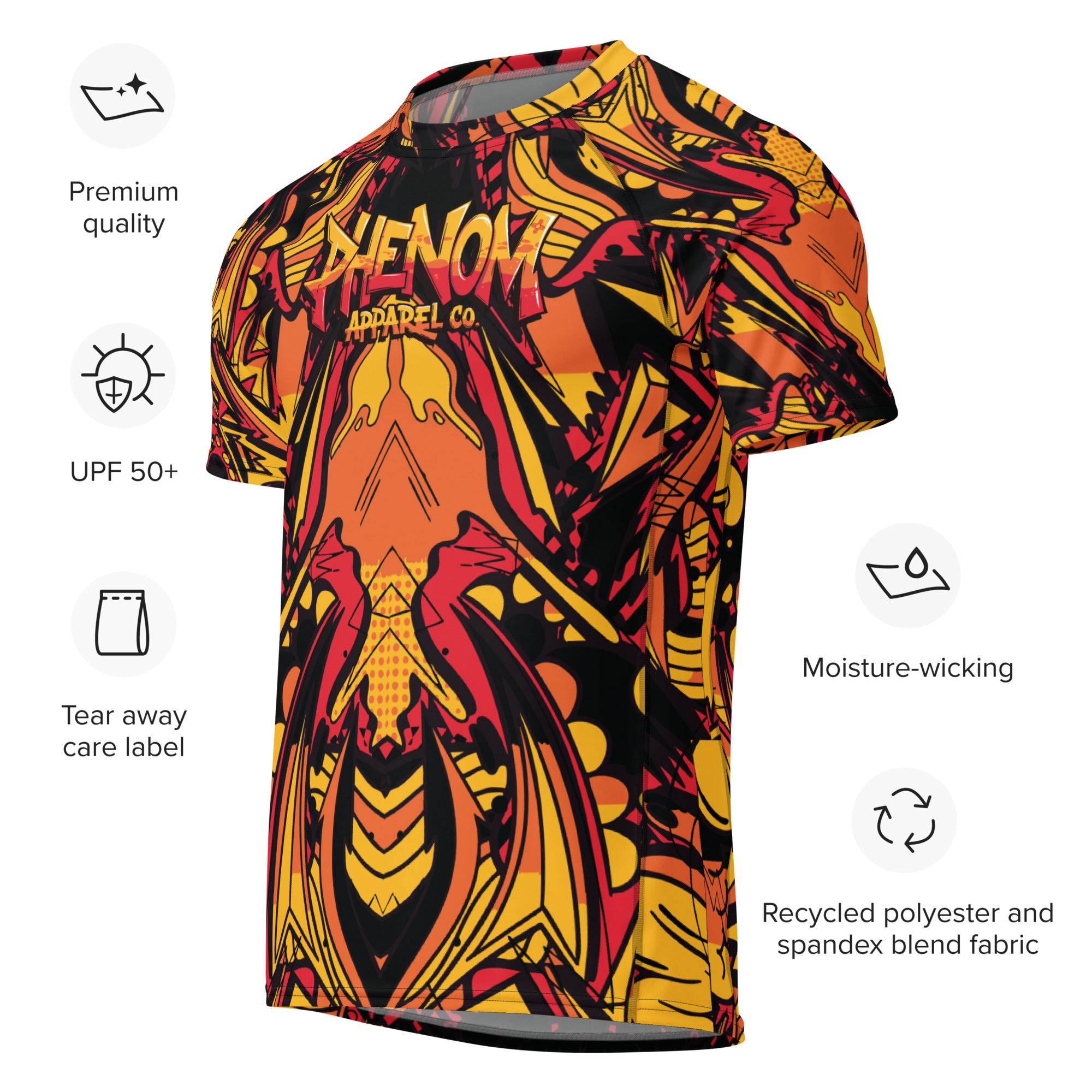 PHENOM - Graffiti Theme - Men's - Short Sleeve - Rash Guard