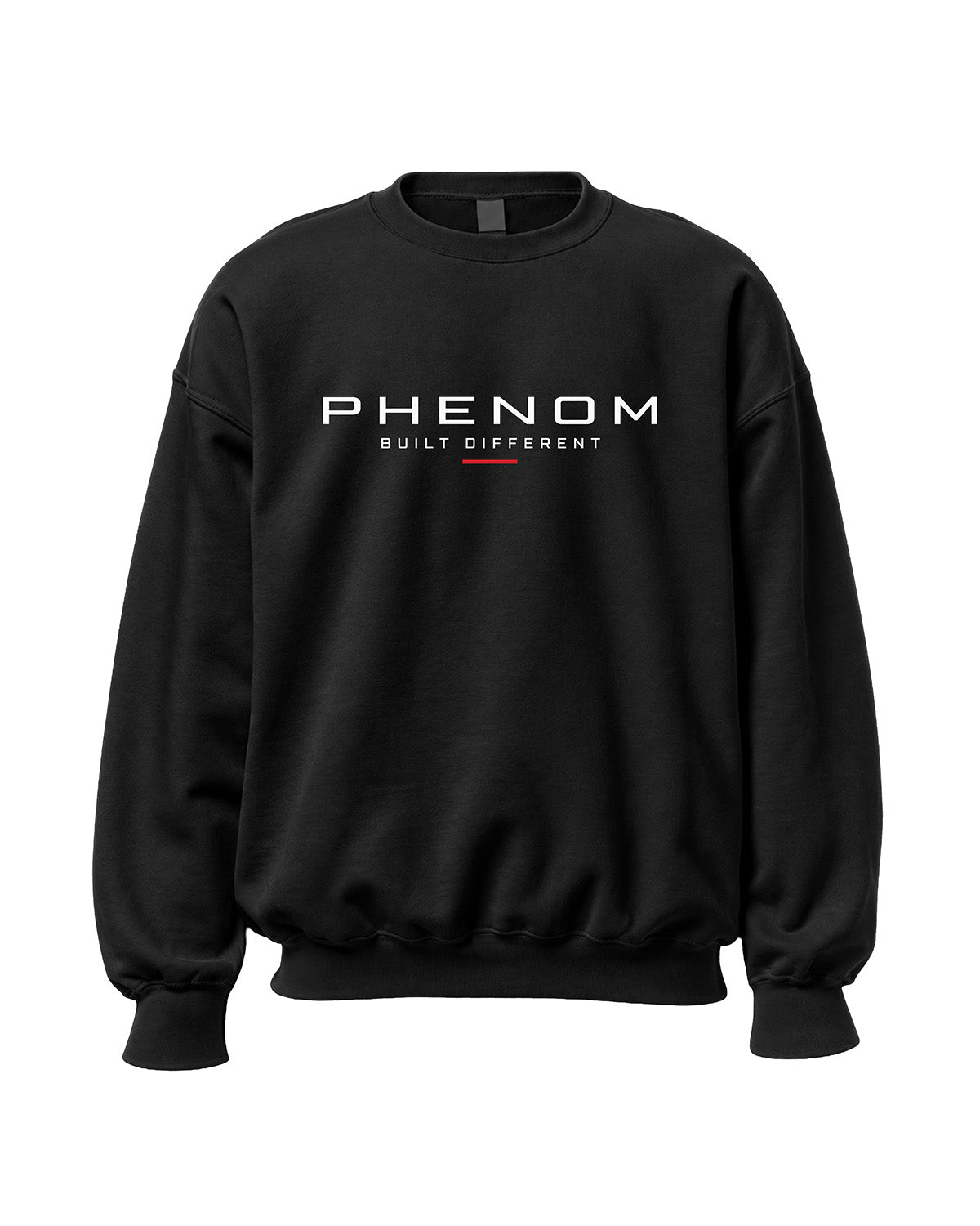 phenom_black_sweatshirt_built_different_front