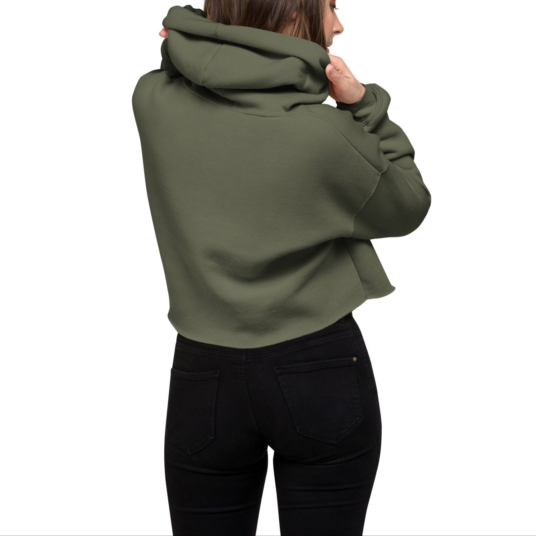womens-cropped-hoodie-military-green-front-graffiti logo-back