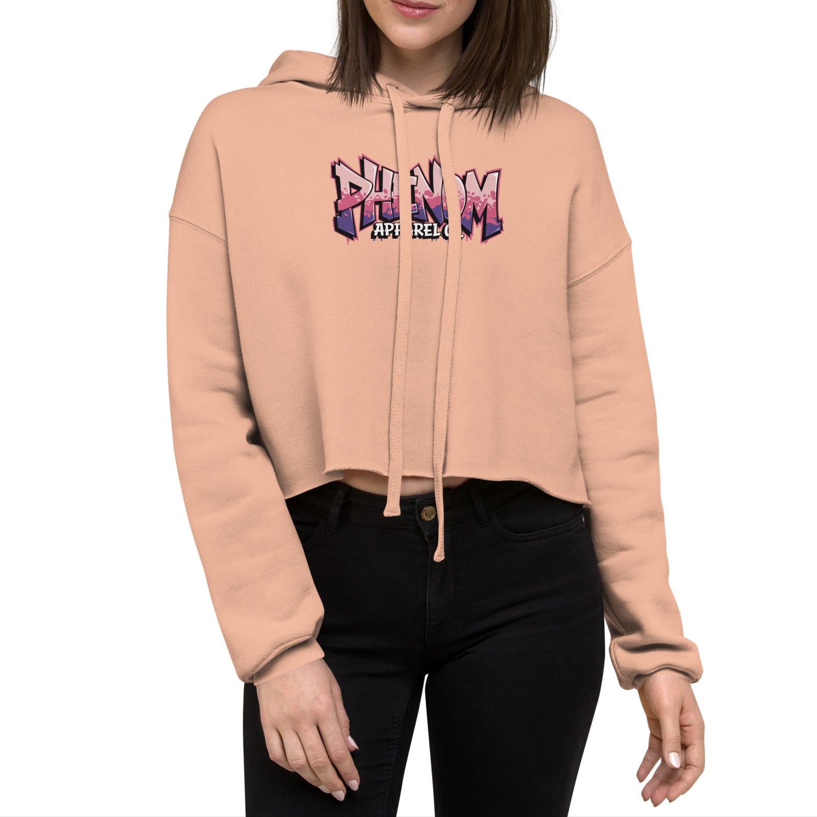 womens-cropped-hoodie-peach-front