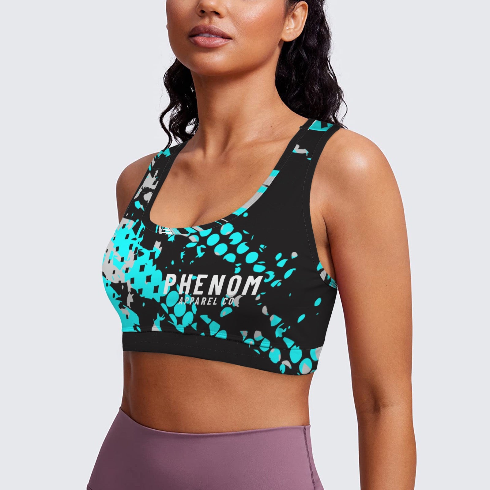 womens-racerback-sports-bra-aqua-blue-abstract-front