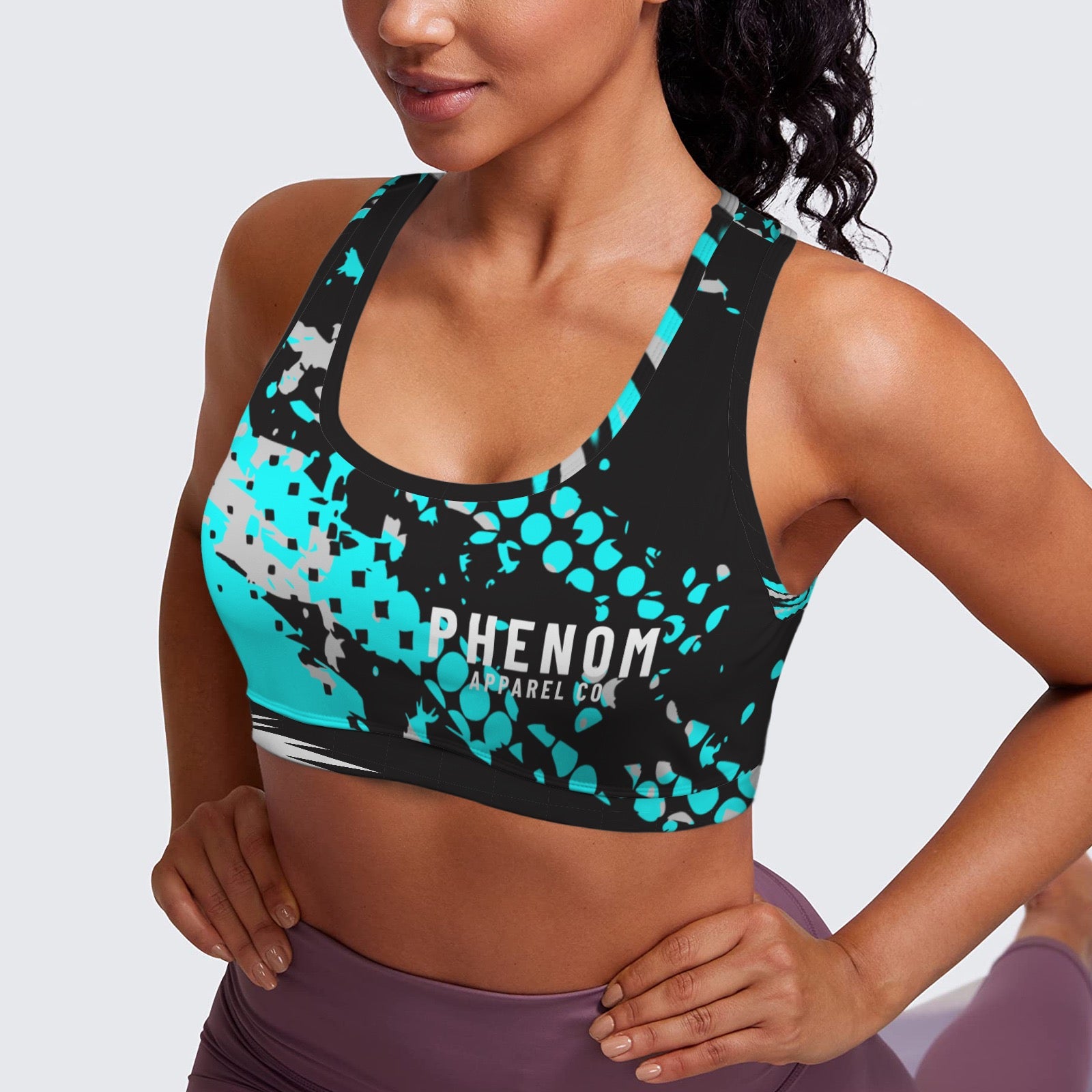 womens-racerback-sports-bra-aqua-blue-abstract-front
