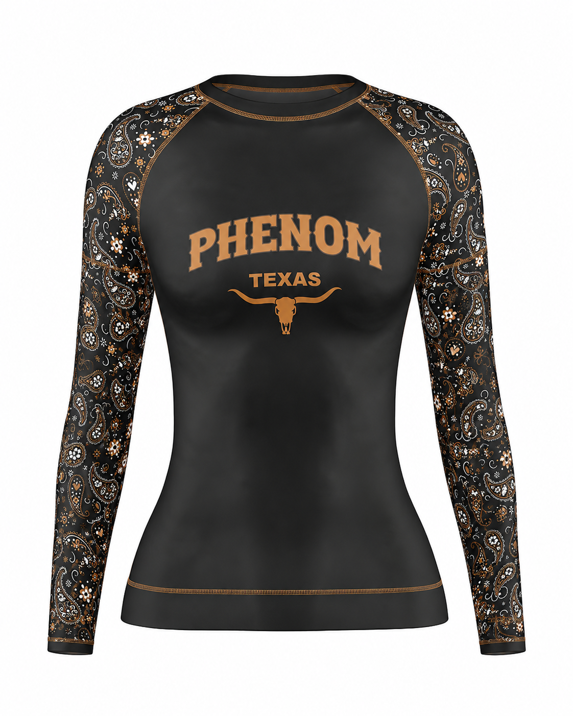 womens long sleeve rash guard texas collection front