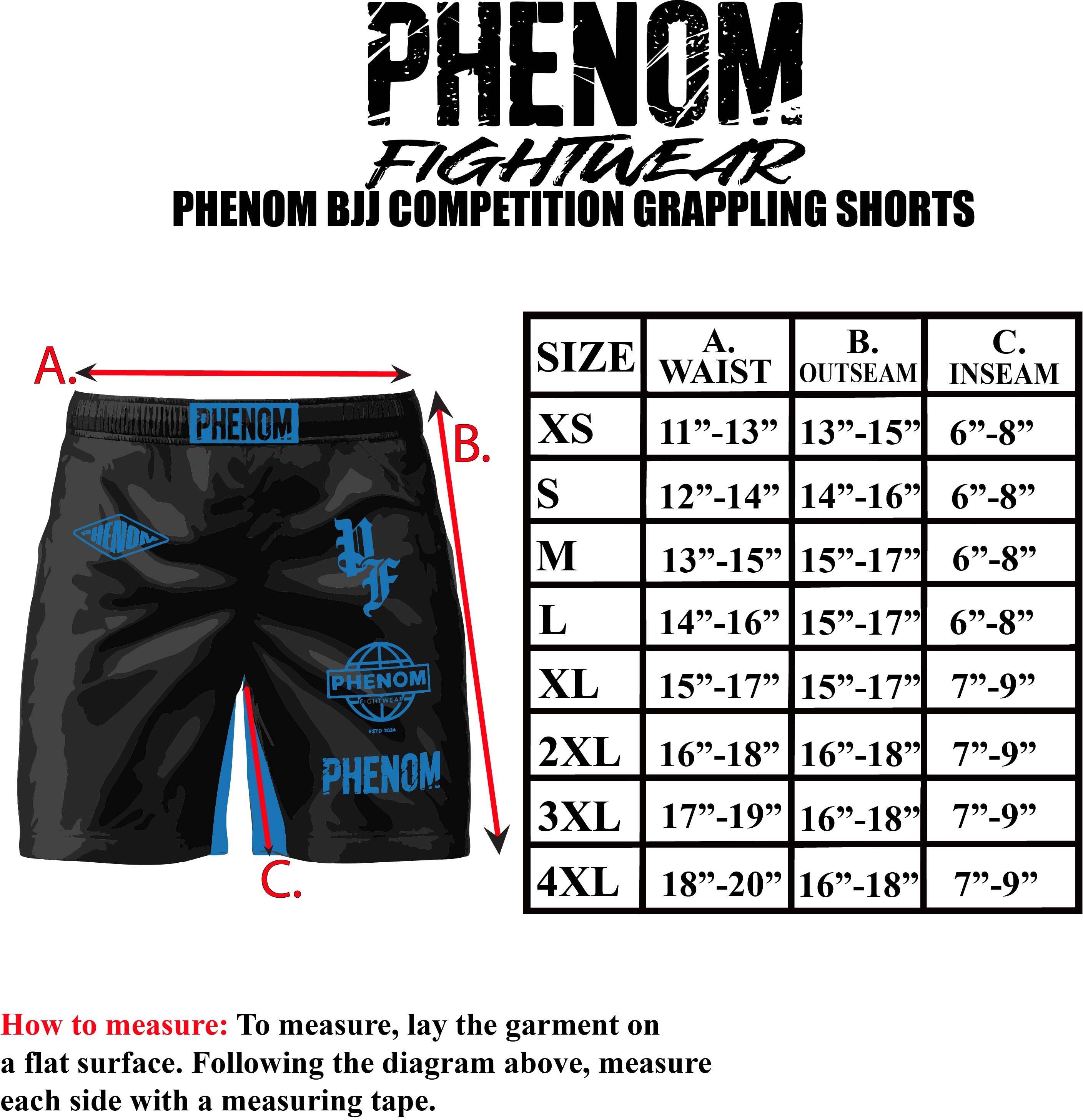 PHENOM FIGHTWEAR - APEX COMPETITOR - Grappling Shorts - [BWI]