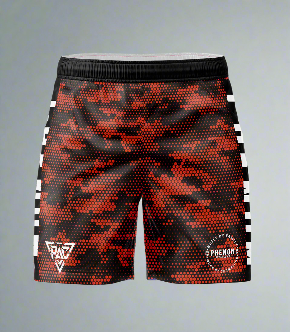 Phenom-red-camo-adult-youth-grappling-shorts-front