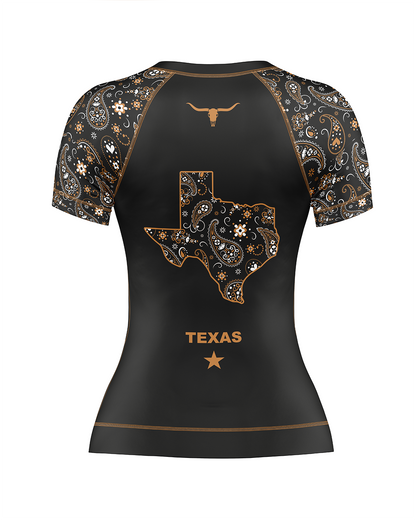 womens short sleeve rash guard texas collection back