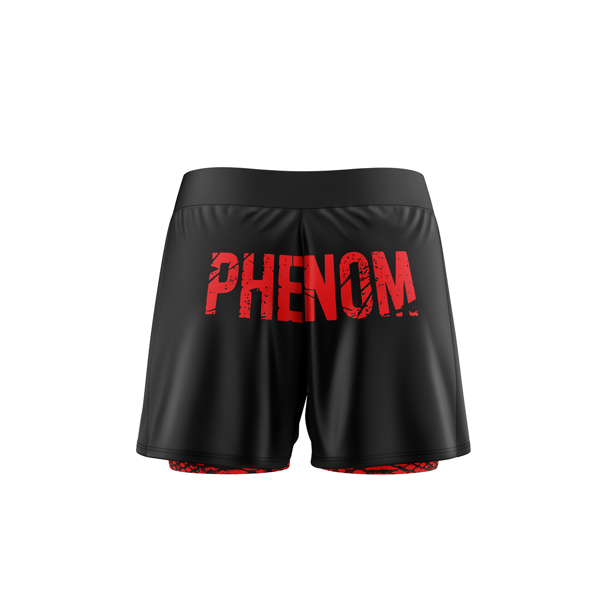 PHENOM - ADULT 2 IN 1 - GRAPPLING SHORTS - RED SNAKE SKIN