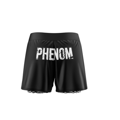 PHENOM - ADULT 2 IN 1 - GRAPPLING SHORTS - WHITE SNAKE SKIN