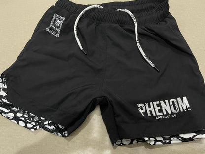 PHENOM - ADULT 2 IN 1 - GRAPPLING SHORTS - WHITE SNAKE SKIN