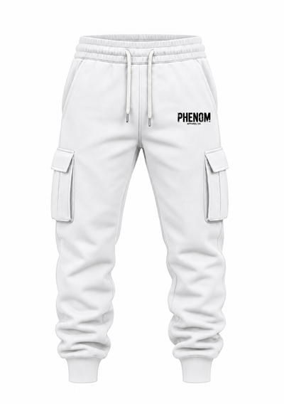 White_Cargo_Joggers_with_Phenom_Logo_front