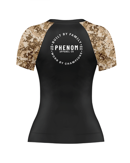 PHENOM FIGHTWEAR - PIXEL STATIC - Ladies Short Sleeve - Rash Guard - [BWI]