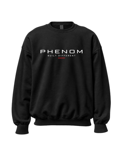 phenom_black_sweatshirt_built_different_front