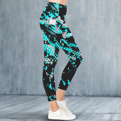 PHENOM Women's Workout Leggings in black and white, alternate view 4