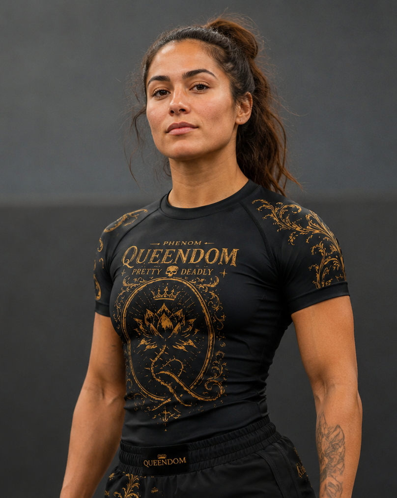 PHENOM Queendom Short Sleeve BJJ Rash Guard, front product view