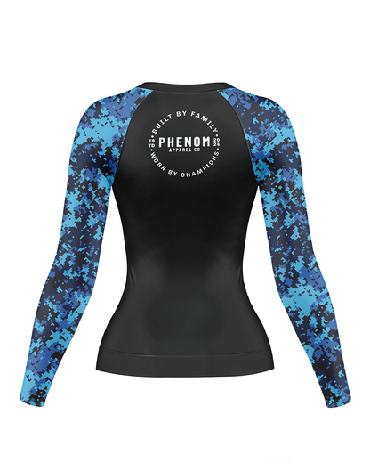 PHENOM FIGHTWEAR - PIXEL STATIC - Ladies Long Sleeve Rash Guard