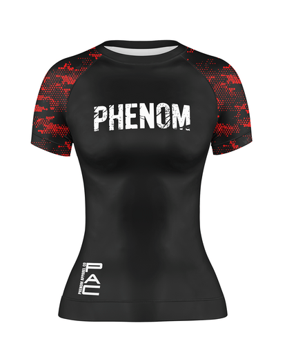 PHENOM FIGHTWEAR - PIXEL STATIC - Ladies Short Sleeve - Rash Guard - [BWI]