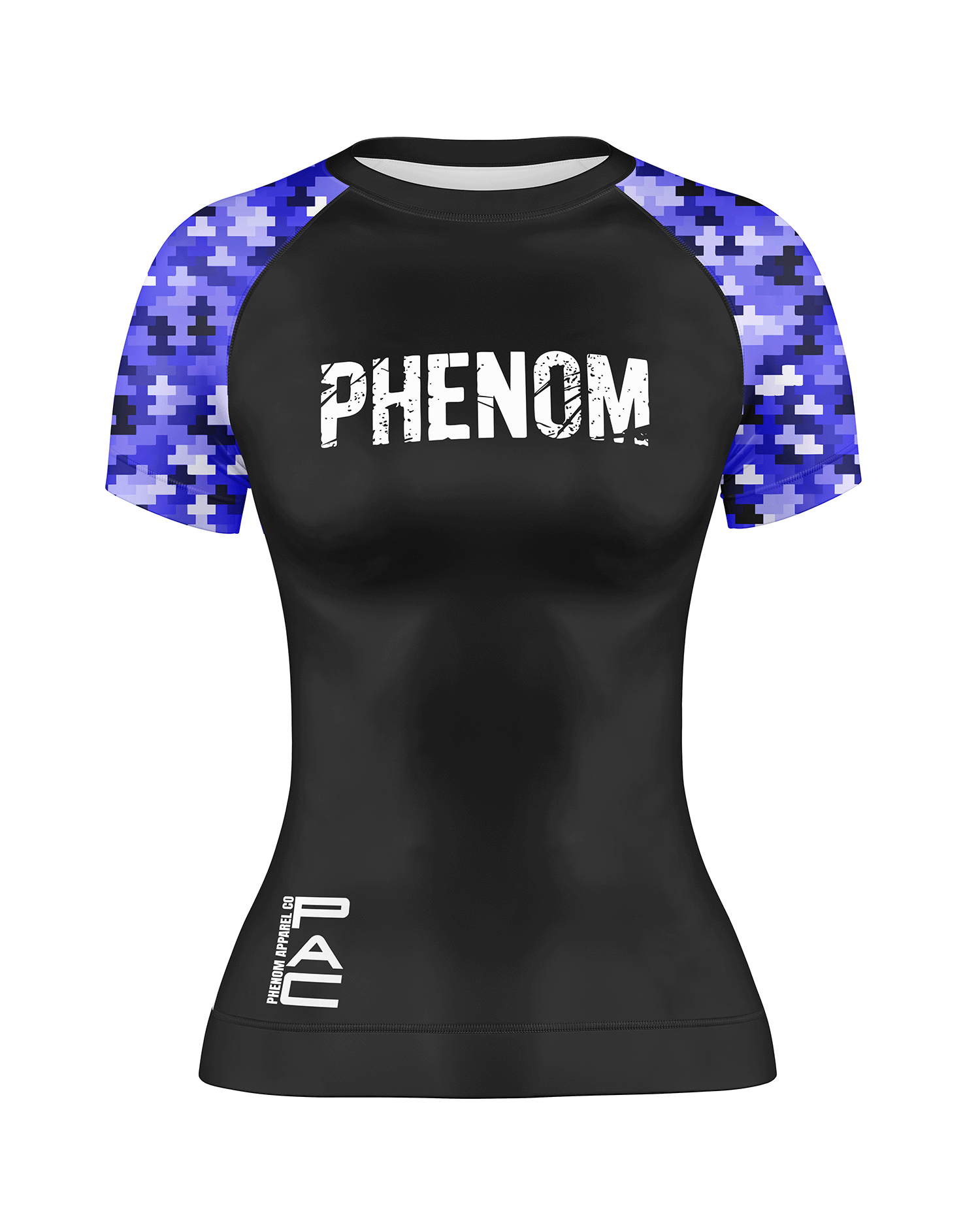 PHENOM FIGHTWEAR - PIXEL STATIC - Ladies Short Sleeve - Rash Guard - [BWI]