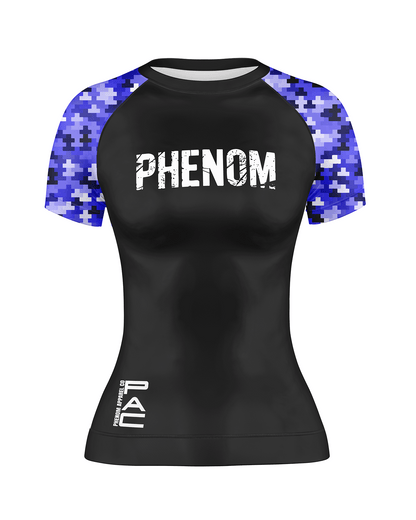 PHENOM FIGHTWEAR - PIXEL STATIC - Ladies Short Sleeve - Rash Guard - [BWI]