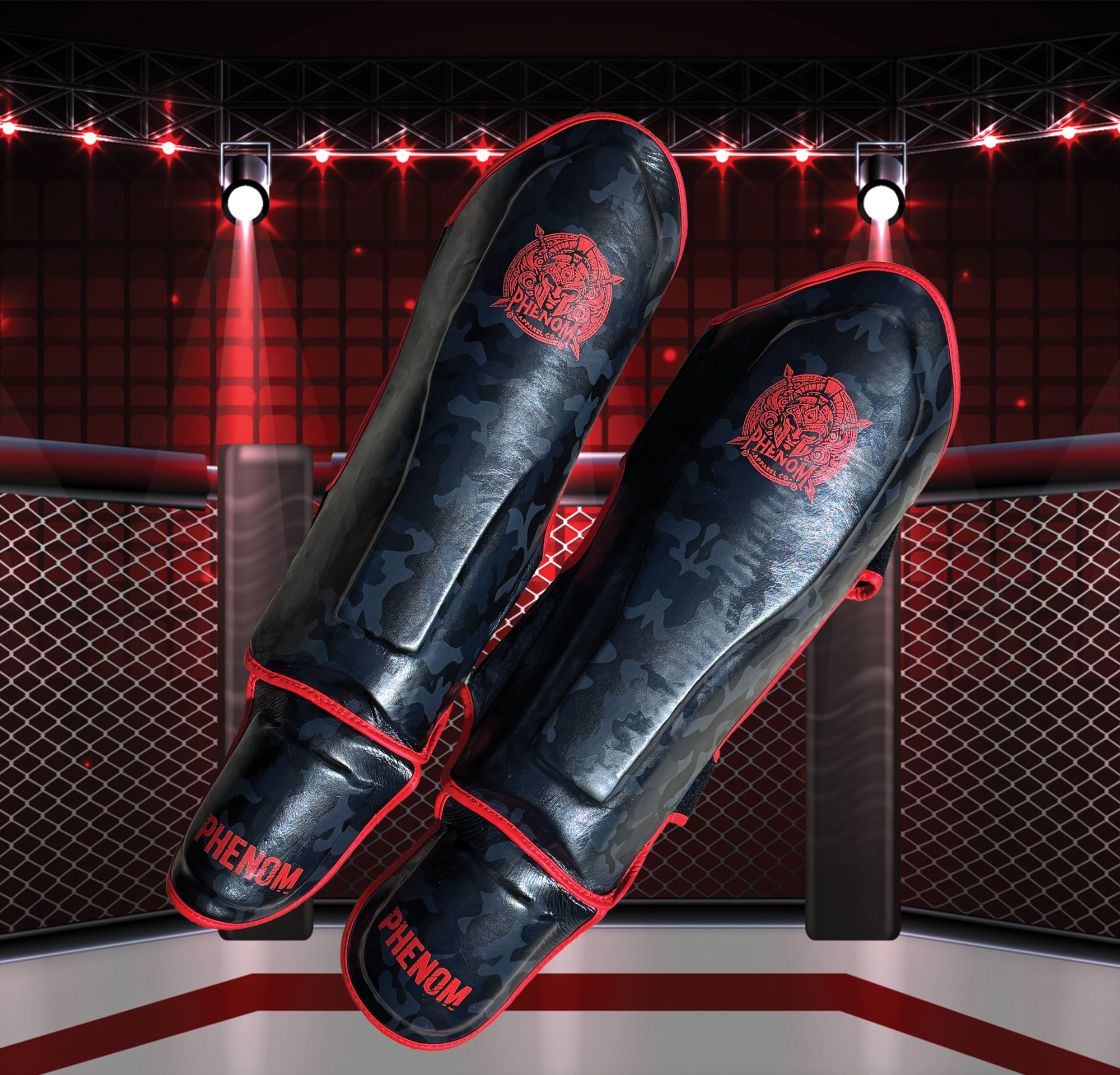 PHENOM Shin Guards – Black Camo Edition