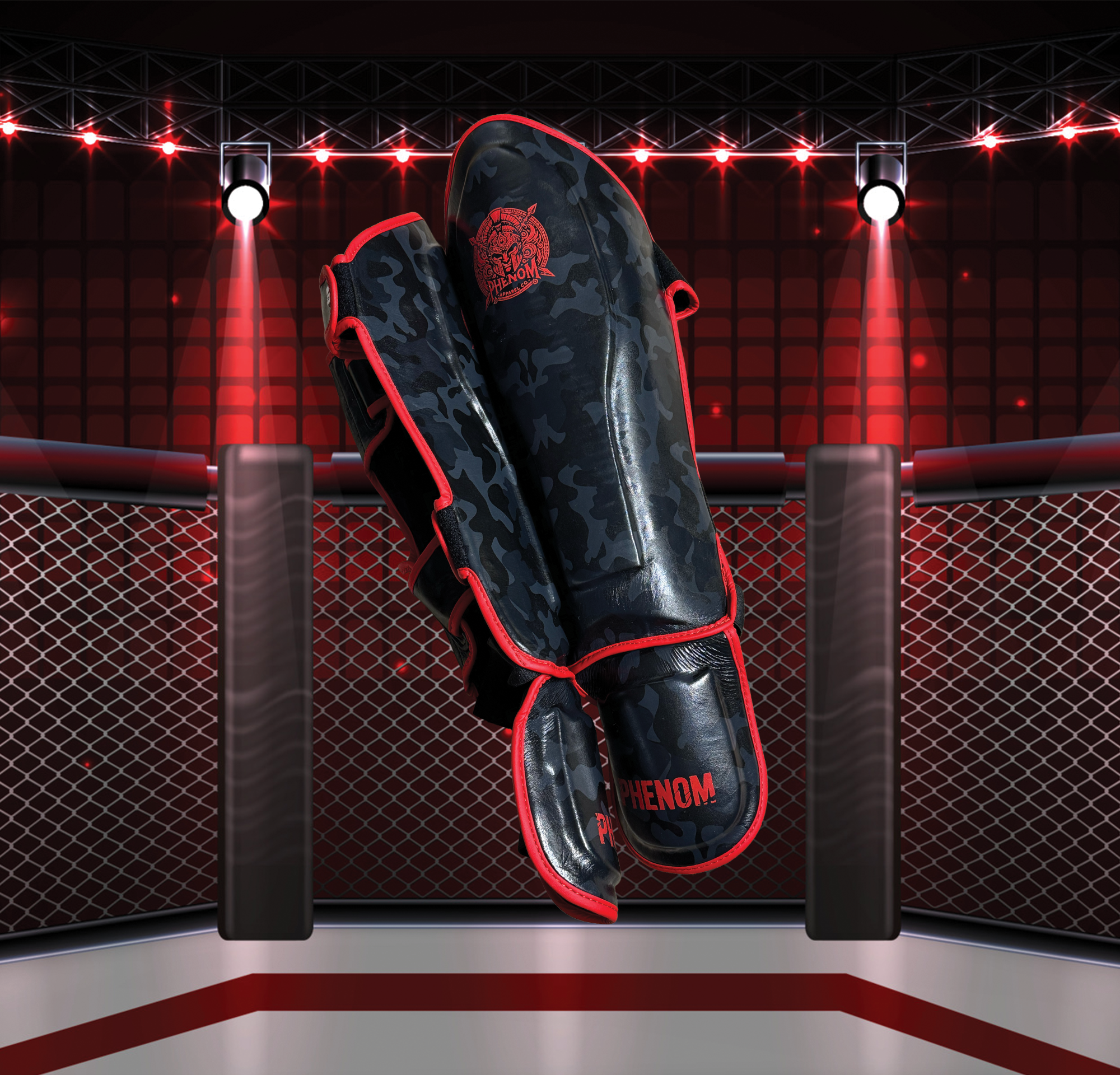 PHENOM Shin Guards – Black Camo Edition