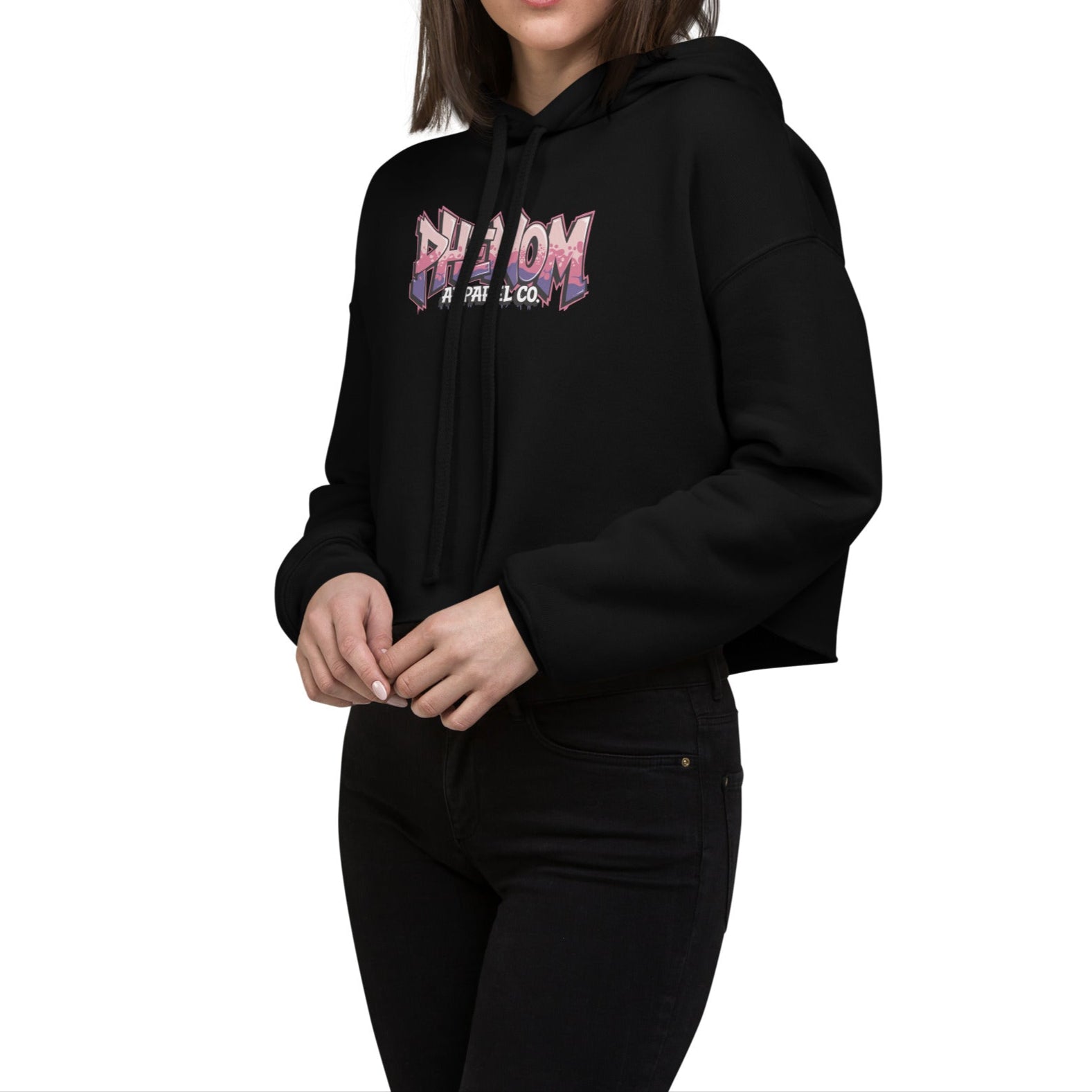 womens-cropped-hoodie-black-front-pink-graffiti-side