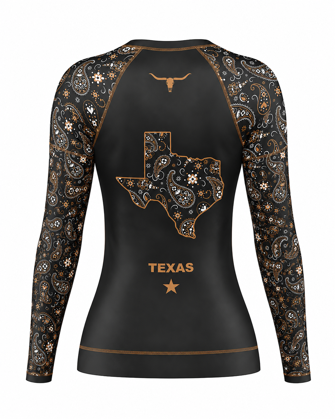 womens long sleeve rash guard texas collection back