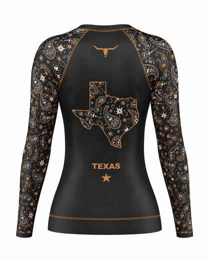 womens long sleeve rash guard texas collection back