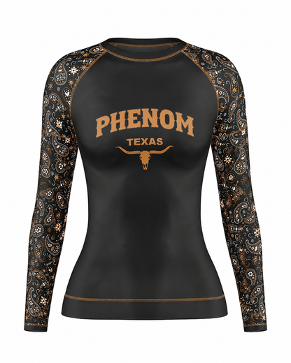 womens long sleeve rash guard texas collection front